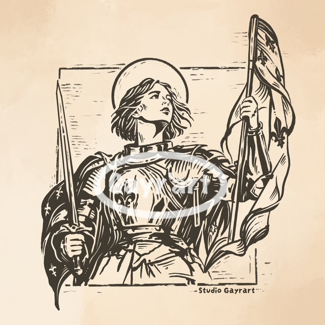 Sainte Jeanne d'Arc (style Linogravure)